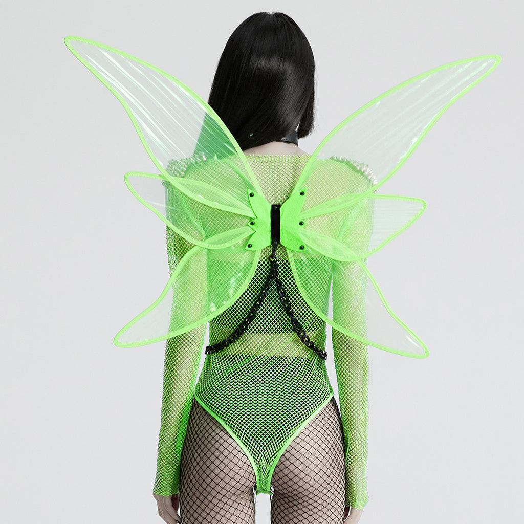 WLS-071OTF Fluorescent Green Butterfly Wings Harness Punk Accessories