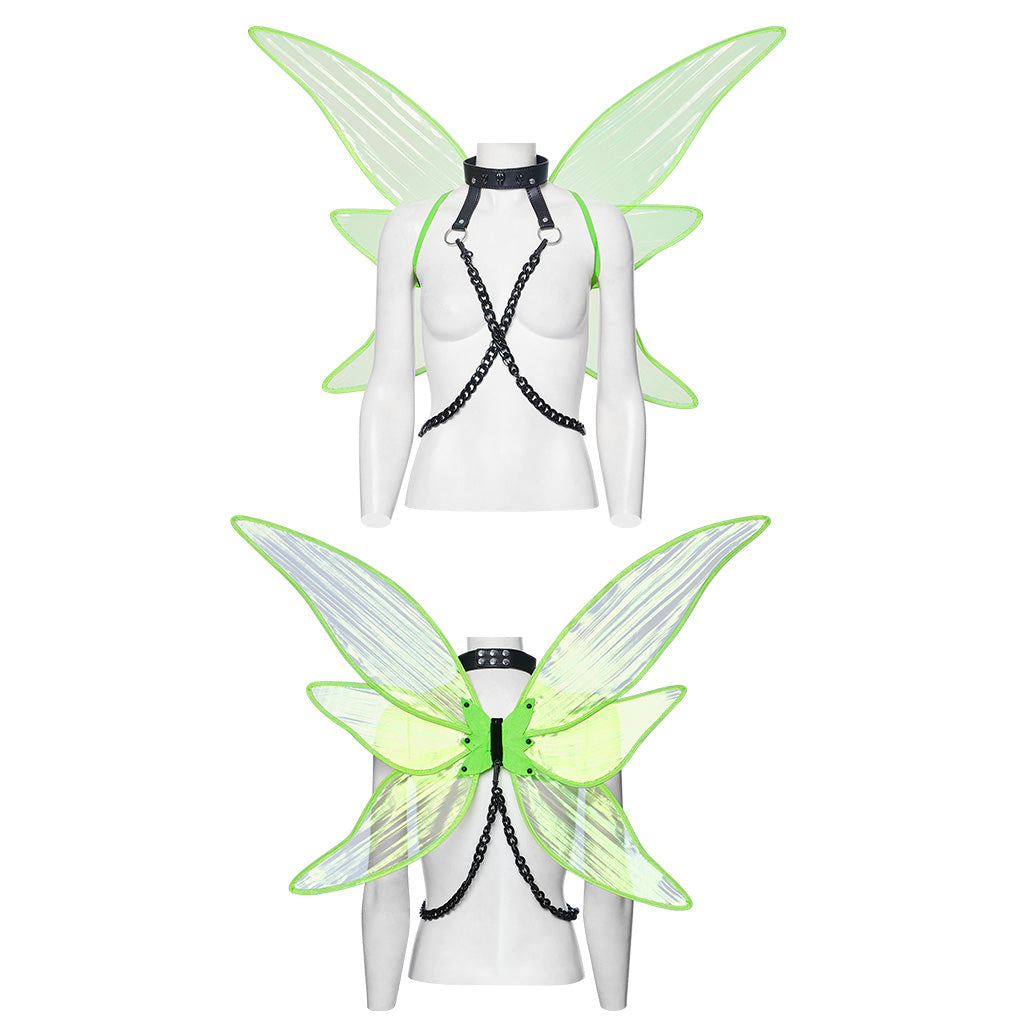 WLS-071OTF Fluorescent Green Butterfly Wings Harness Punk Accessories