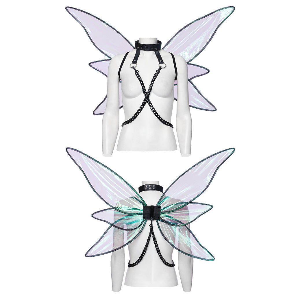 WLS-071OTF Fluorescent Green Butterfly Wings Harness Punk Accessories