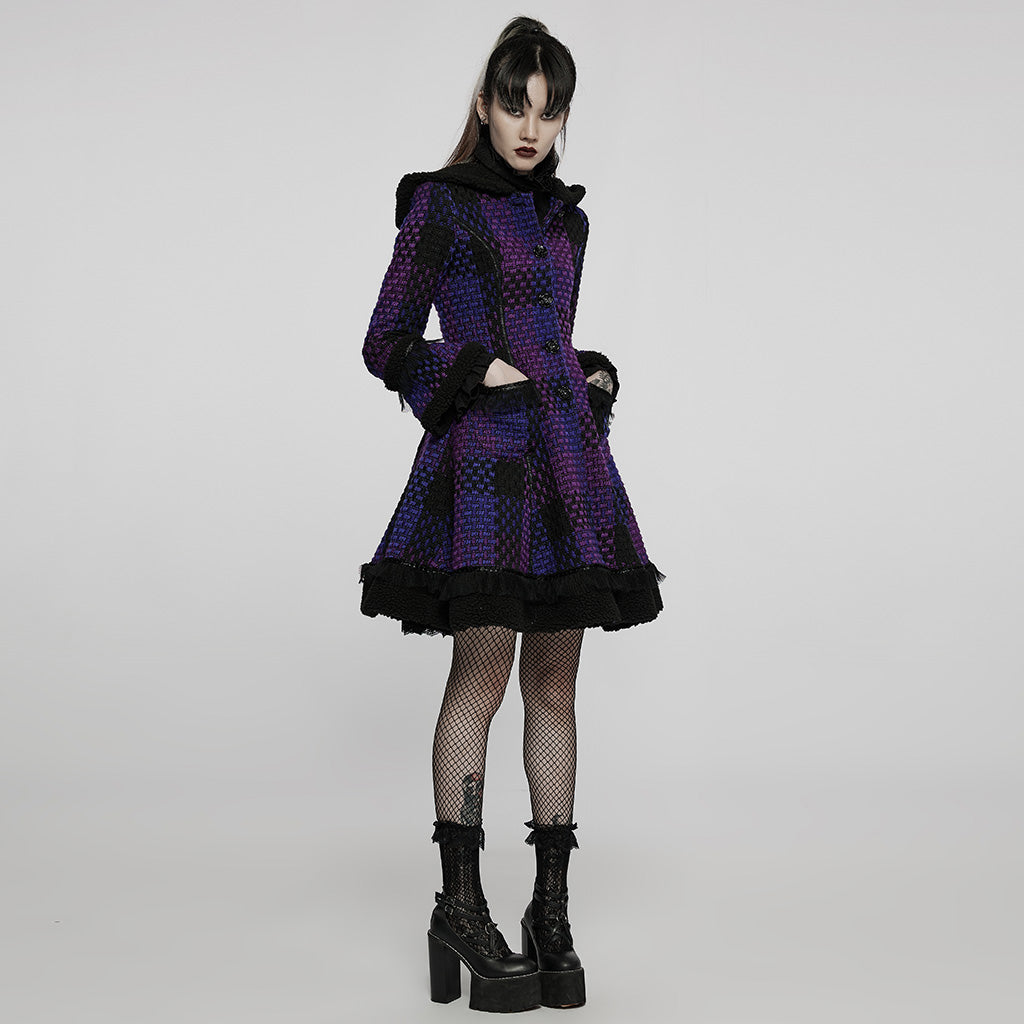 WLY-102ECF Gothic Chic Hooded Punk Coat Patchwork Steampunk Style