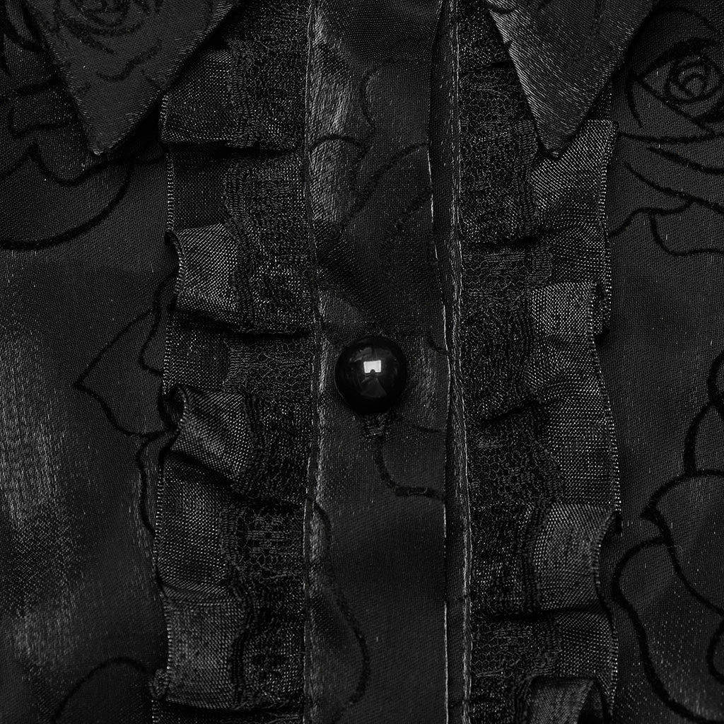 WLY-104XCF Gothic Floral Patterned Flared Sleeve Shirt?-??Punk Rave Clothing