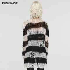 WM-077KMF Punk striped cardigan sweater