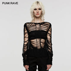 WM-078TMF Punk Sexy Hollow Short Sweater