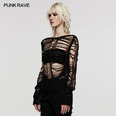 WM-078TMF Punk Sexy Hollow Short Sweater