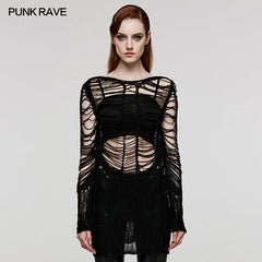 WM-079TMF Punk Sexy Hollow Long Sweater