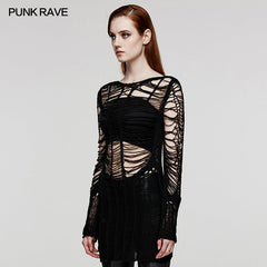 WM-079TMF Punk Sexy Hollow Long Sweater