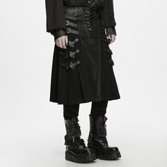 WQ-1012BQM Gothic Lace Up Studded Buckle Punk Skirt