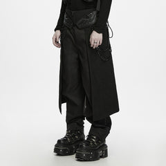 WQ-1013BQM Gothic Black Layered Chain Detail Punk Skirt Pants