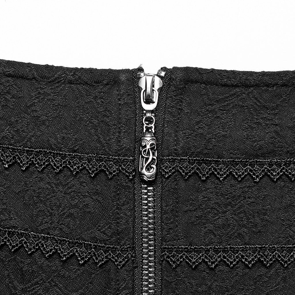 WQ-371BQF Gothic Asymmetrical black Lace Skirt with Front and Side Slits?-??Punk Rave Clothing