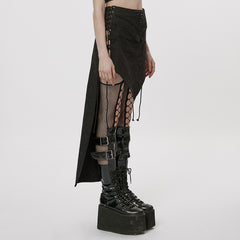 WQ-371BQF Gothic Asymmetrical black Lace Skirt with Front and Side Slits