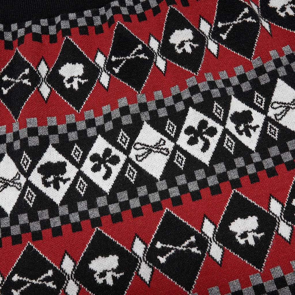 WQ-601BQF Edgy Argyle Punk Skirt with Geometric Black Red Design