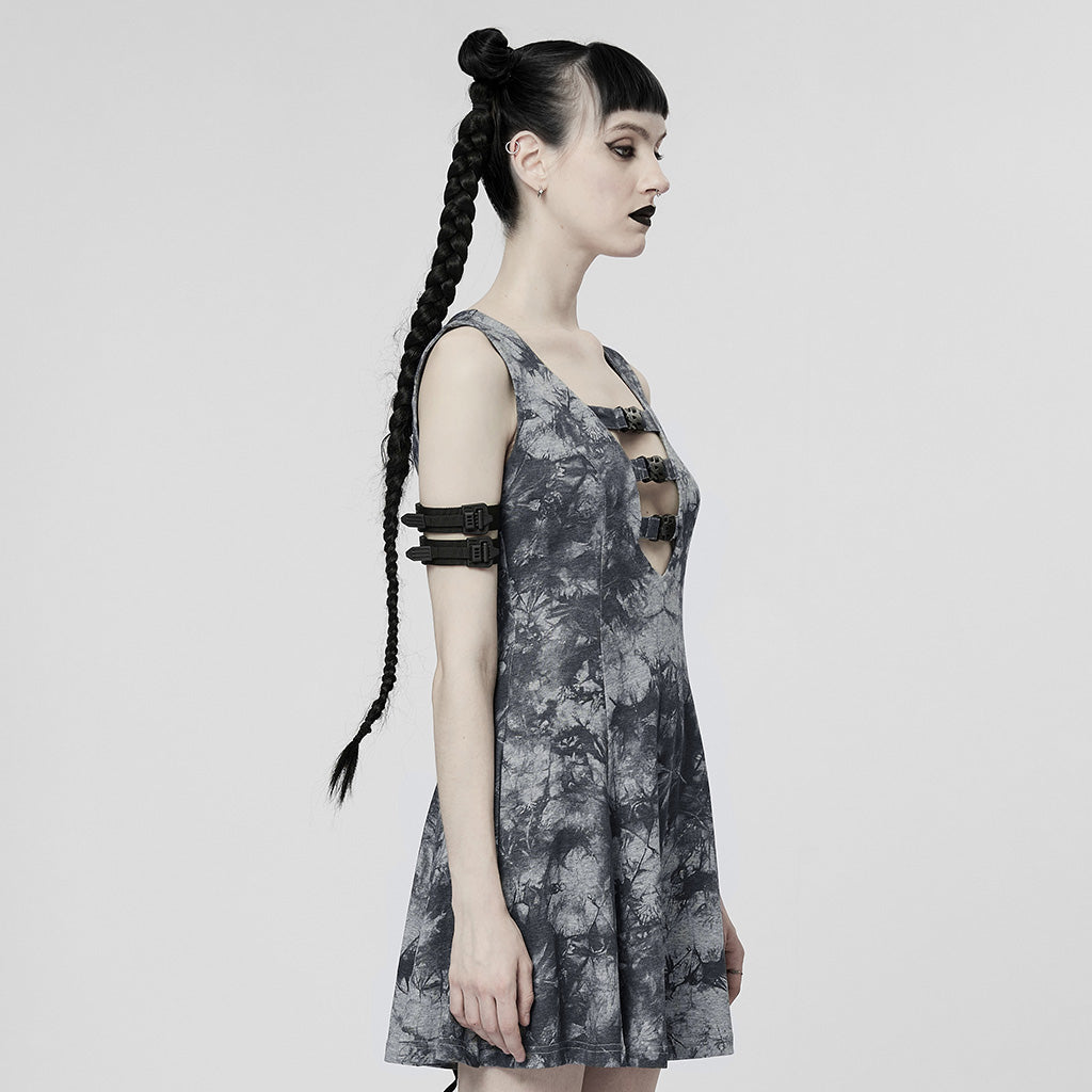 WQ-603LQF Edgy Cyber Punk Dress with Strappy Plunge Design