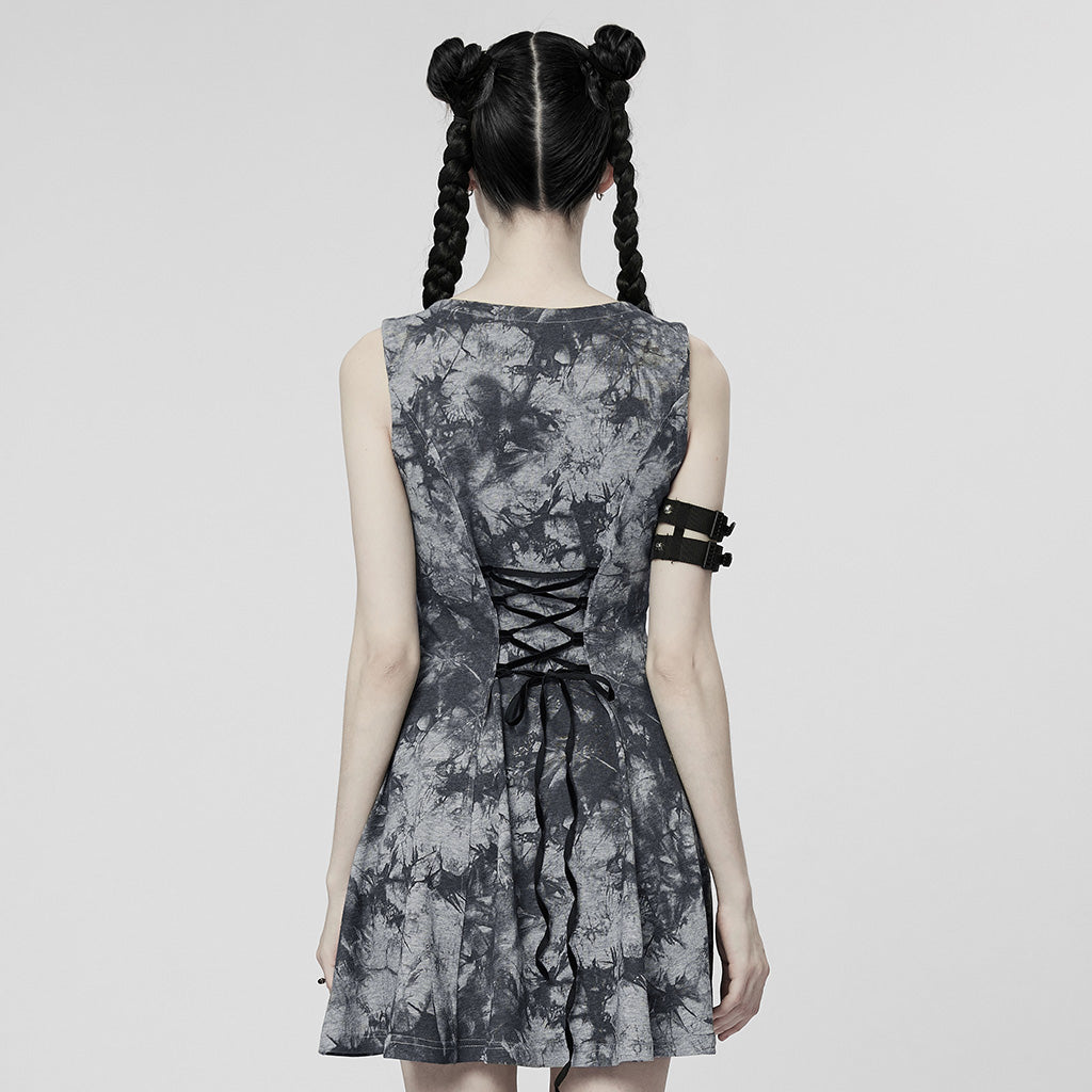 WQ-603LQF Edgy Cyber Punk Dress with Strappy Plunge Design