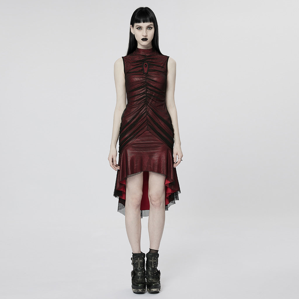 WQ-607LQF Elegant Gothic High-Low black Mesh Layered Dress?-??Punk Rave Clothing