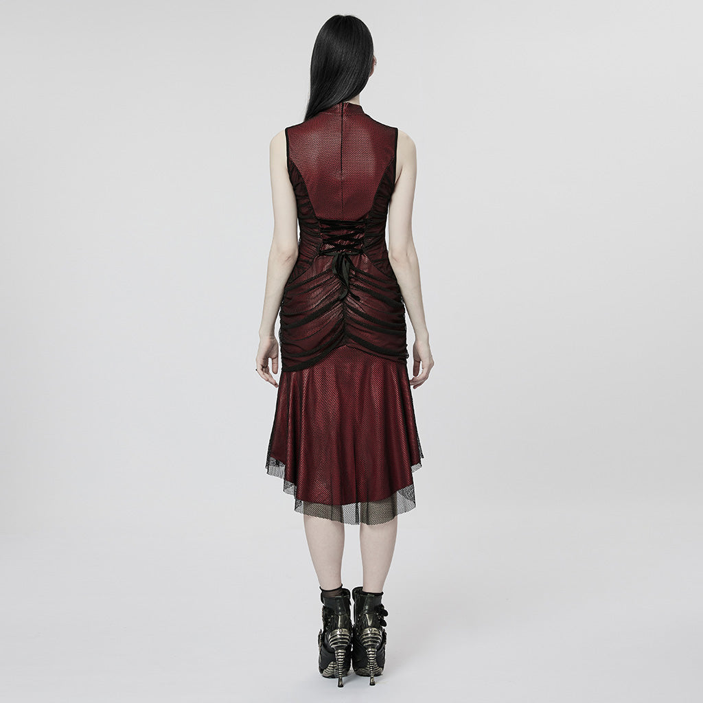 WQ-607LQF Elegant Gothic High-Low black Mesh Layered Dress?-??Punk Rave Clothing