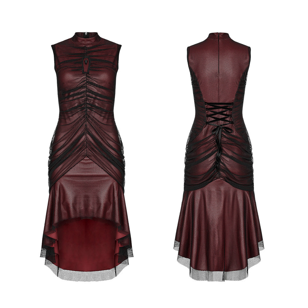 WQ-607LQF Elegant Gothic High-Low black Mesh Layered Dress?-??Punk Rave Clothing