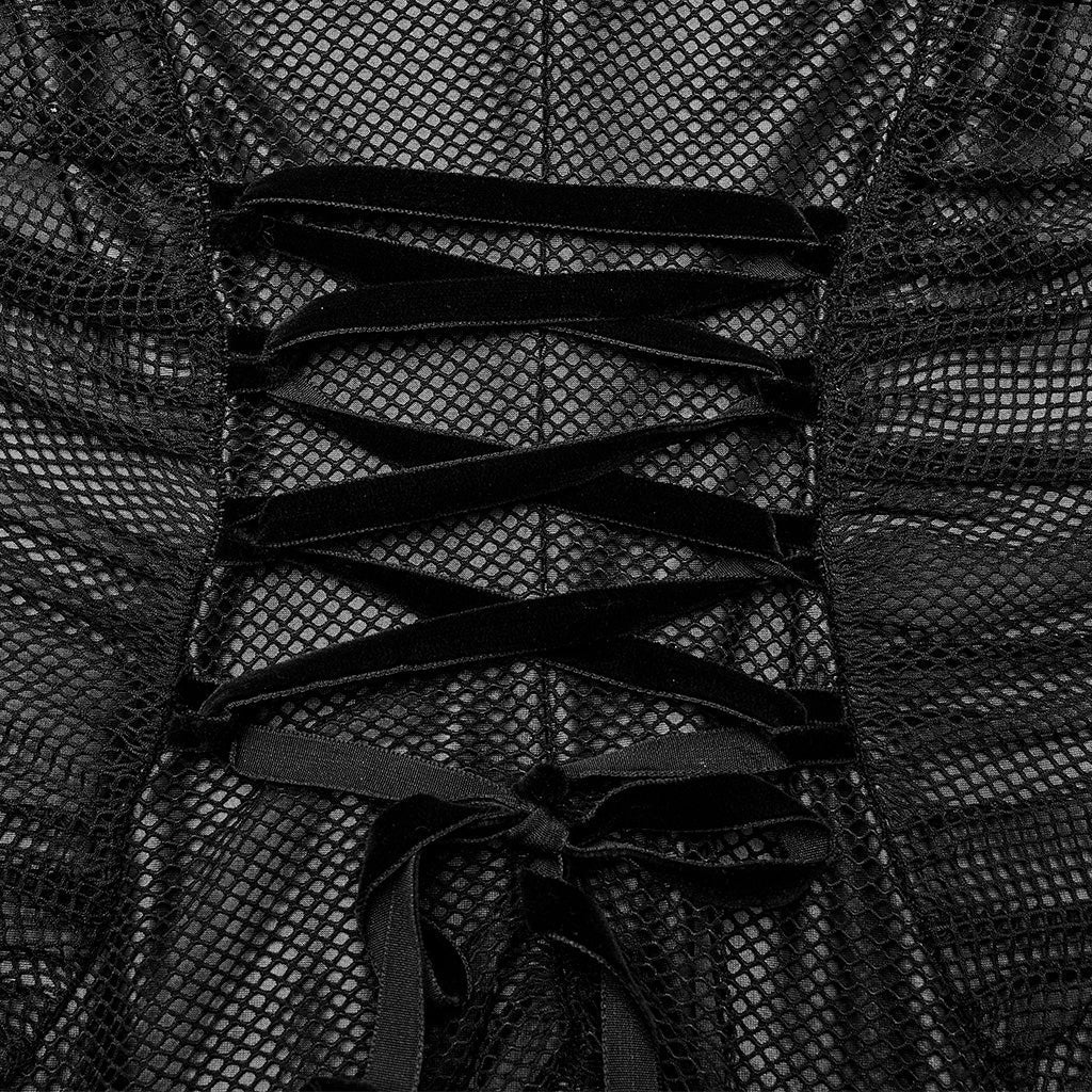 WQ-607LQF Elegant Gothic High-Low black Mesh Layered Dress?-??Punk Rave Clothing