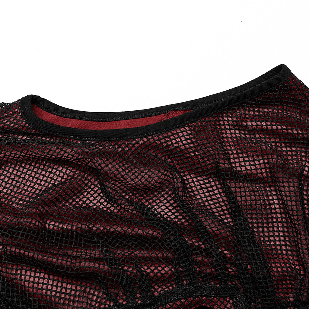 WQ-607LQF Elegant Gothic High-Low black Mesh Layered Dress?-??Punk Rave Clothing