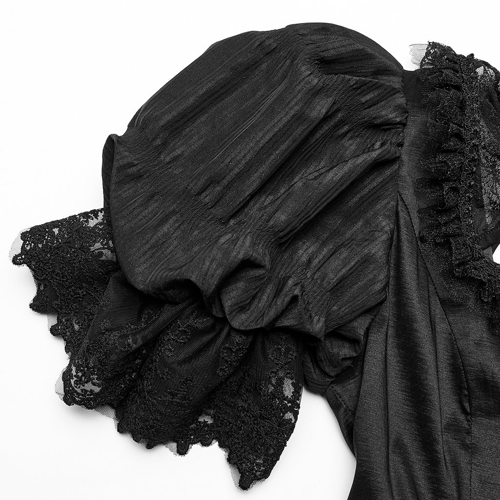 WQ-611LQF Victorian Puff Sleeve Gothic Dress with Layered Lace Skirt?-??Punk Rave Clothing