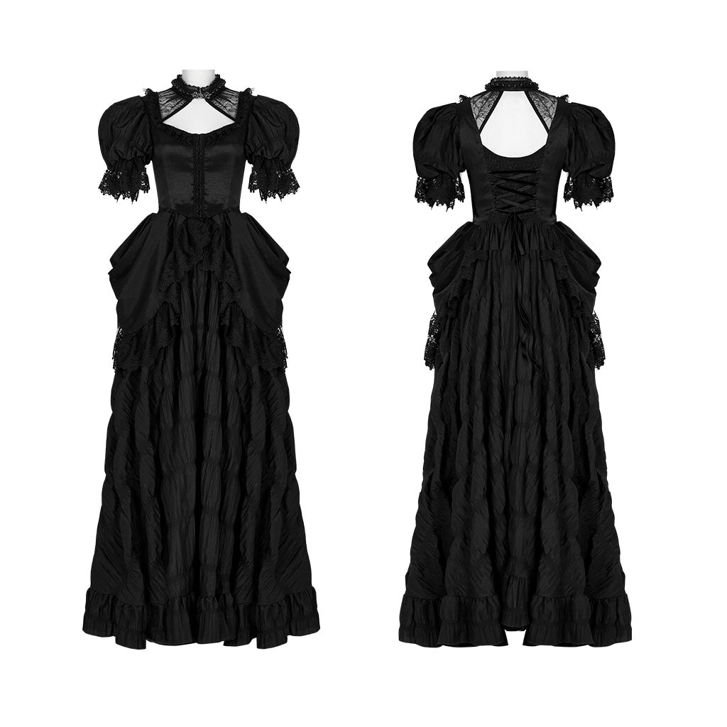 WQ-611LQF Victorian Puff Sleeve Gothic Dress with Layered Lace Skirt?-??Punk Rave Clothing