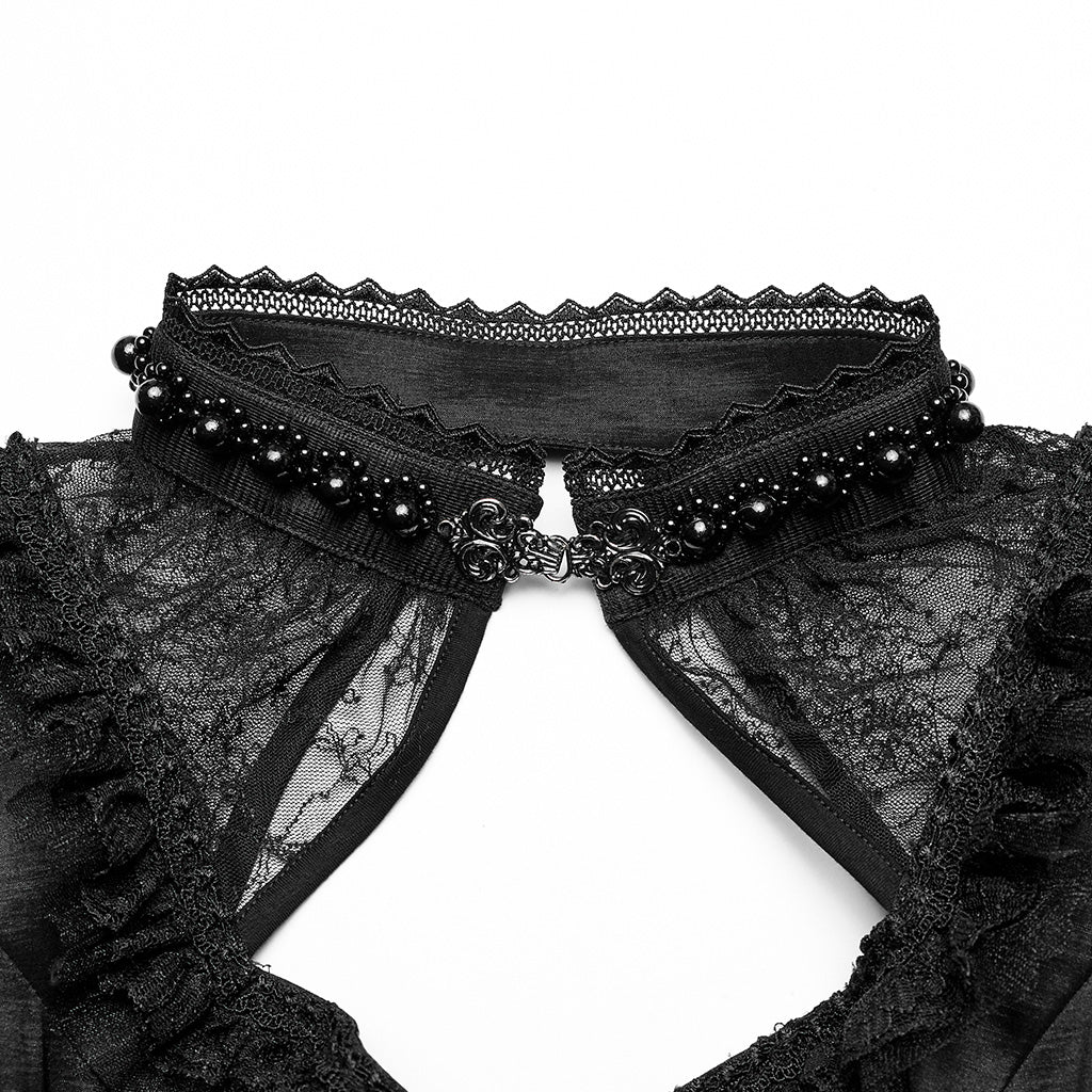 WQ-611LQF Victorian Puff Sleeve Gothic Dress with Layered Lace Skirt?-??Punk Rave Clothing