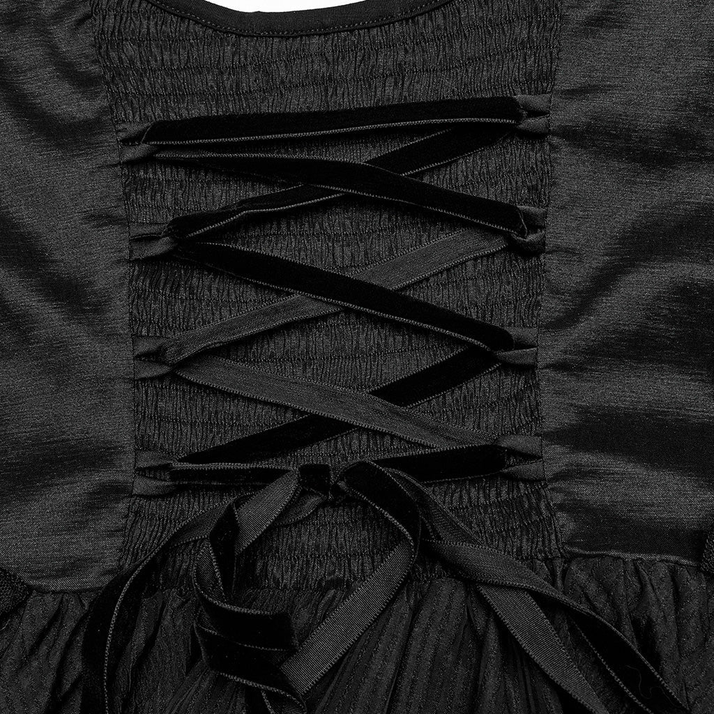 WQ-611LQF Victorian Puff Sleeve Gothic Dress with Layered Lace Skirt?-??Punk Rave Clothing
