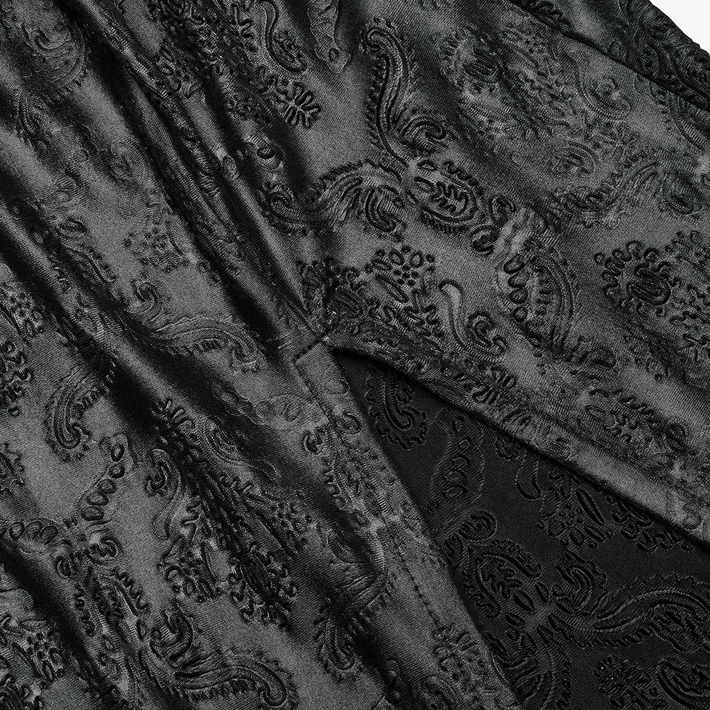WQ-618LQF Gothic Lace High Neck Dress with Floral Embroidery Details?-??Punk Rave Clothing