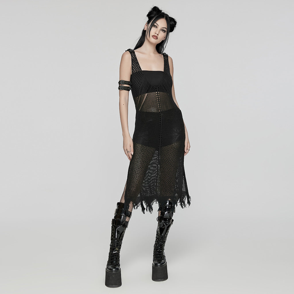 WQ-631DQF Gothic Knitted Punk Dresses with Fringe Design?-??Punk Rave Clothing