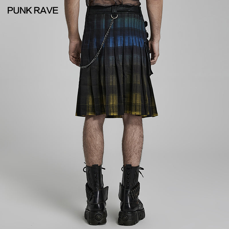 WQ-632BQM Punk gradient scottish kilt