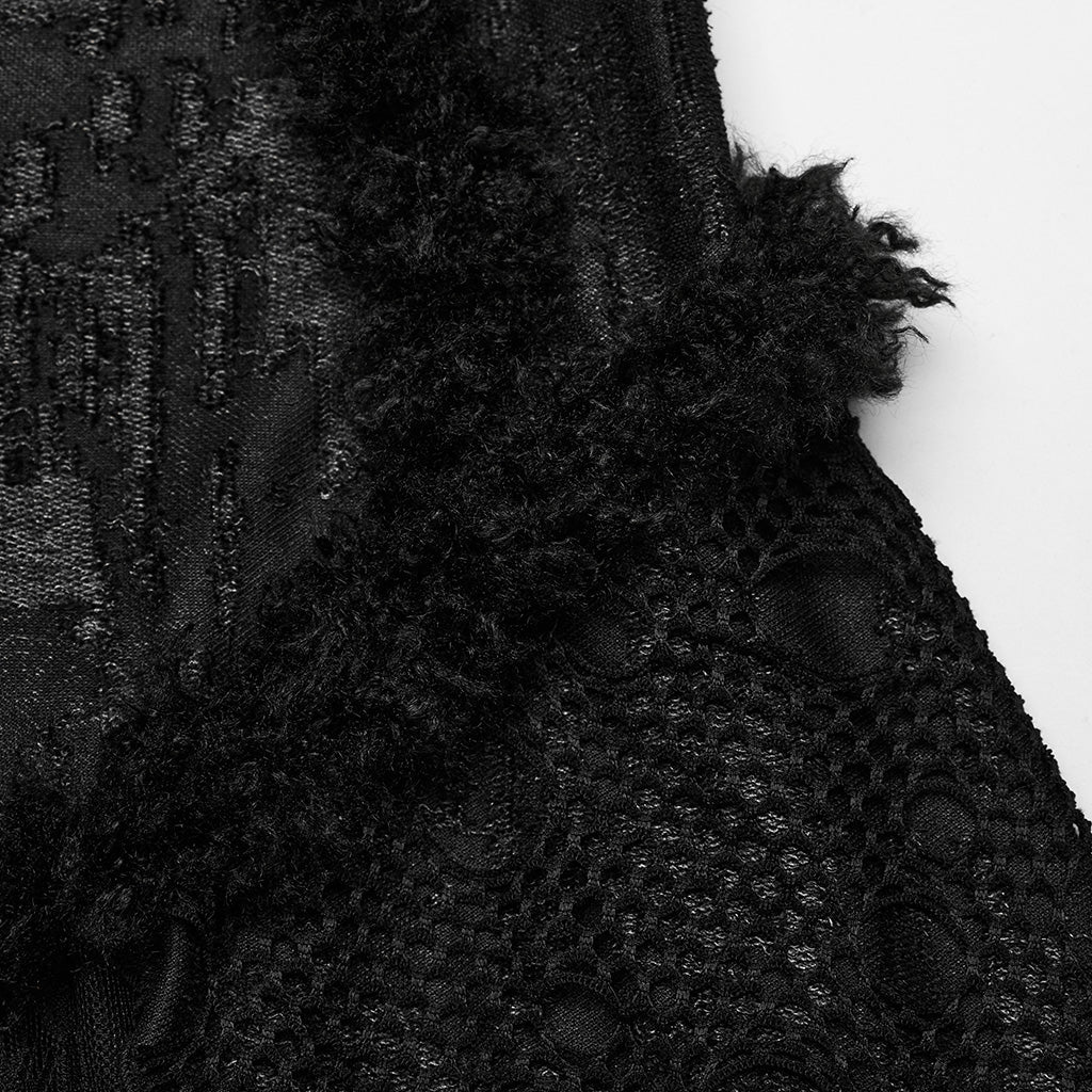 WQ-643LQF Elegant Lace Gothic Dress with Asymmetrical Hem and Bell Sleeves?-??Punk Rave Clothing
