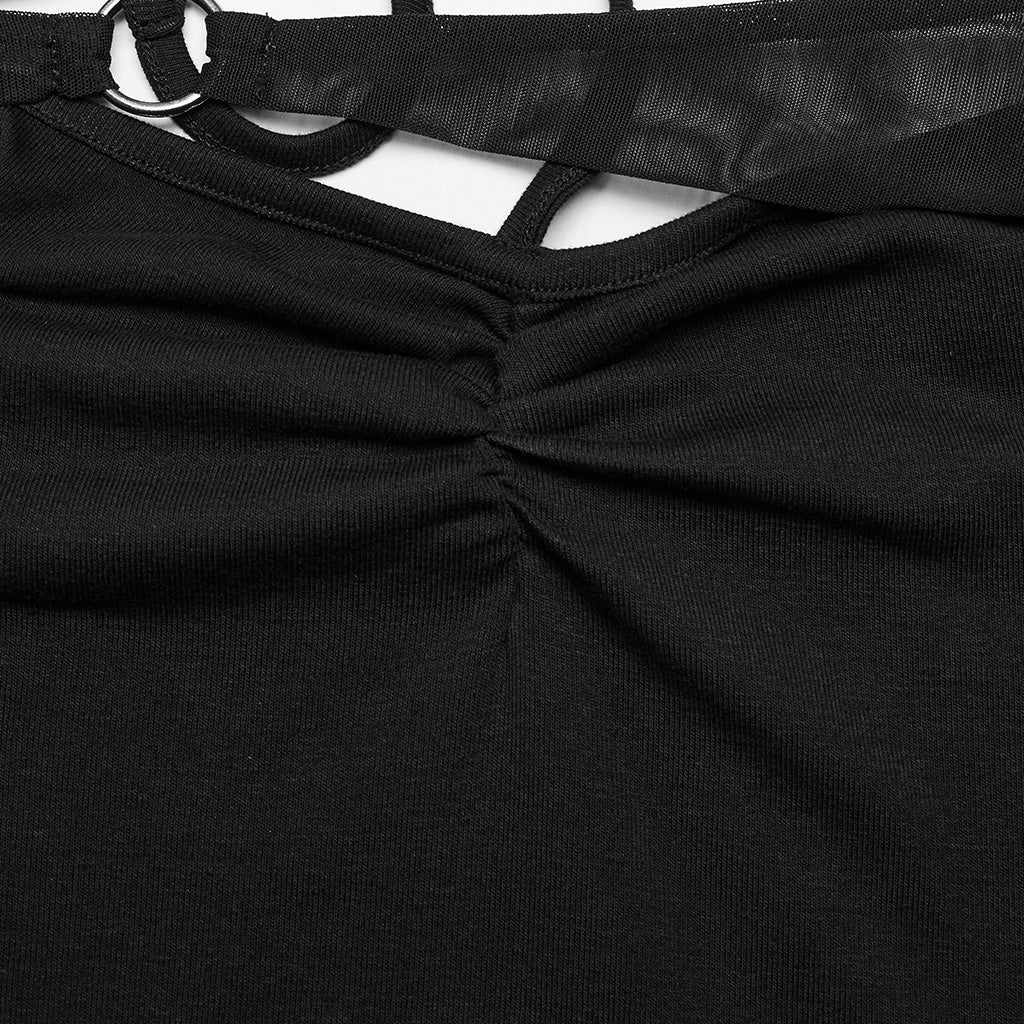 WQ-648LQF Gothic Off-Shoulder Mesh Sleeve Dress black?-??Punk Rave Clothing