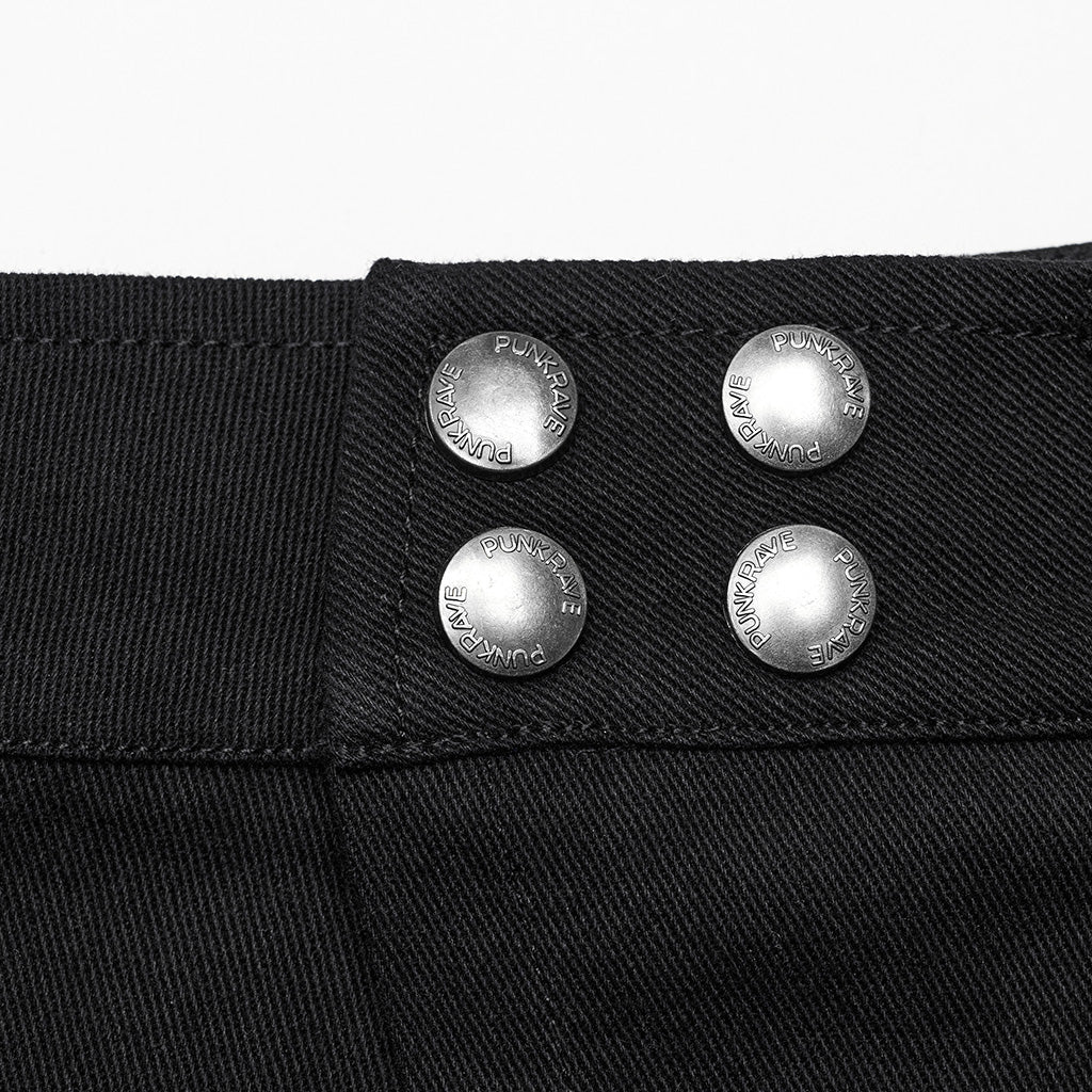 WQ-677BQM Gothic Punk Skirt with Faux Leather Pockets and Belts?-??Punk Rave Clothing