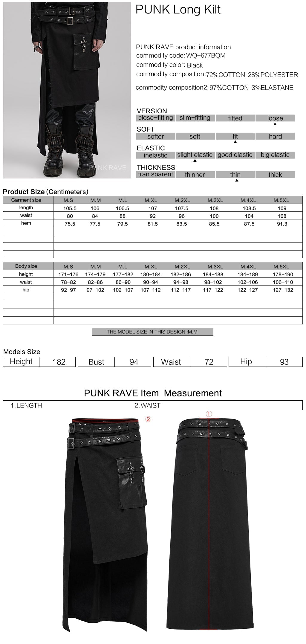 WQ-677BQM Gothic Punk Skirt with Faux Leather Pockets and Belts?-??Punk Rave Clothing