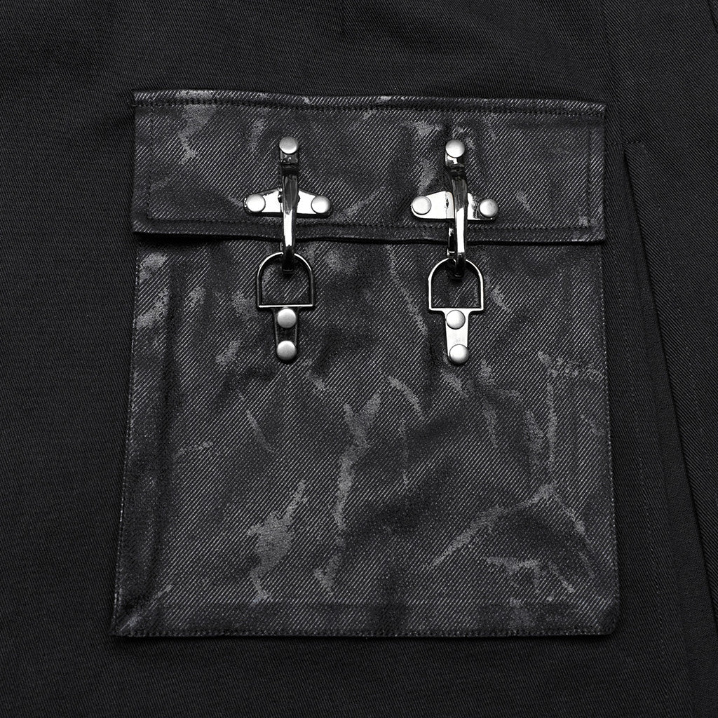WQ-677BQM Gothic Punk Skirt with Faux Leather Pockets and Belts?-??Punk Rave Clothing