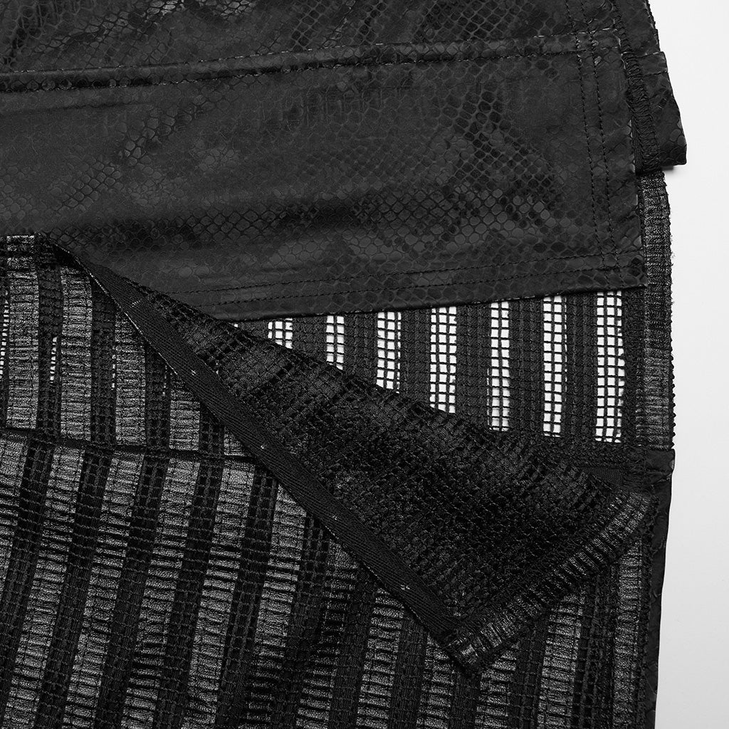 WQ-680LQF Edgy black V-Neck Punk Dress with Lace Details?-??Punk Rave Clothing