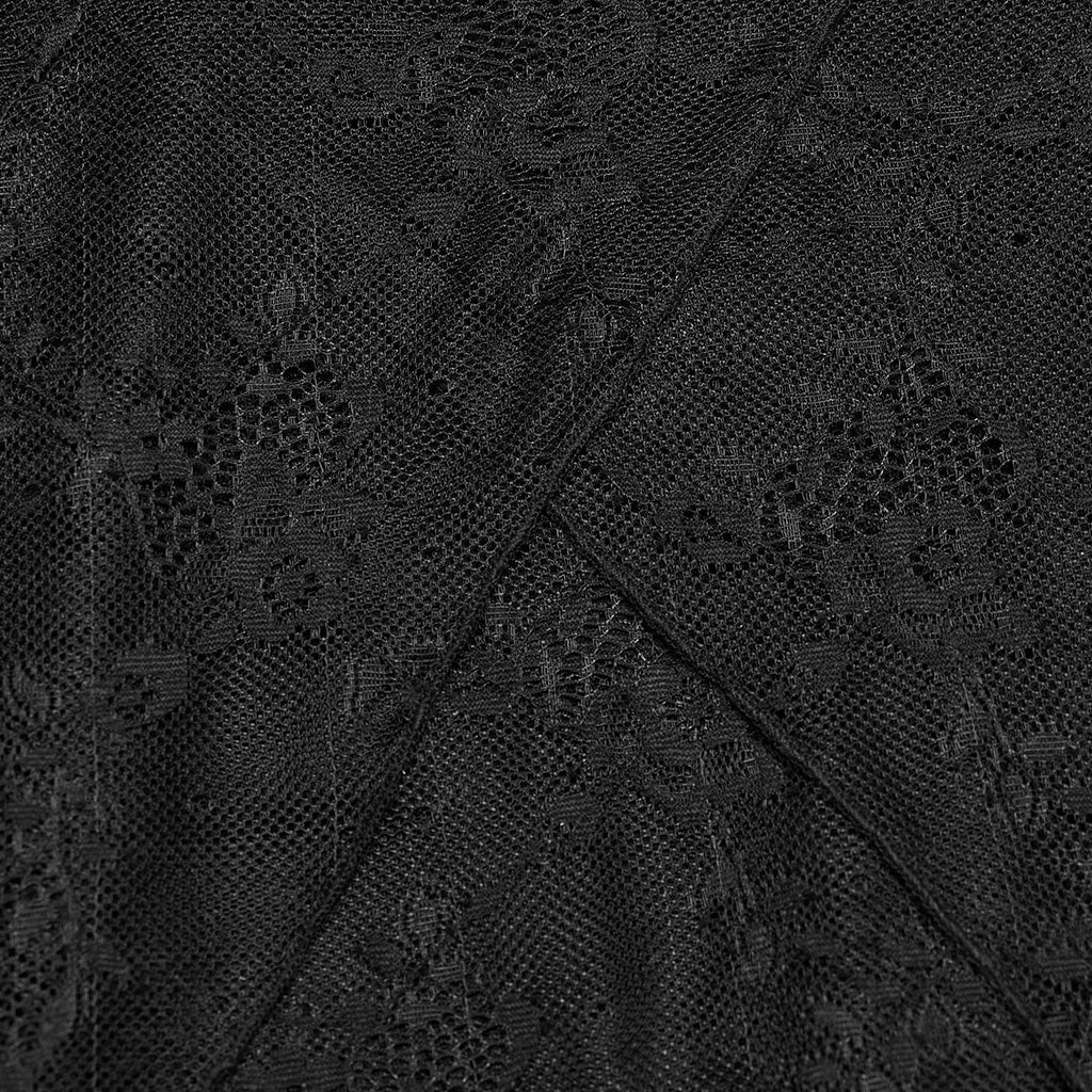 WQ-681LQF Elegant black Lace Asymmetrical Gothic Dress with Sheer Overlay?-??Punk Rave Clothing