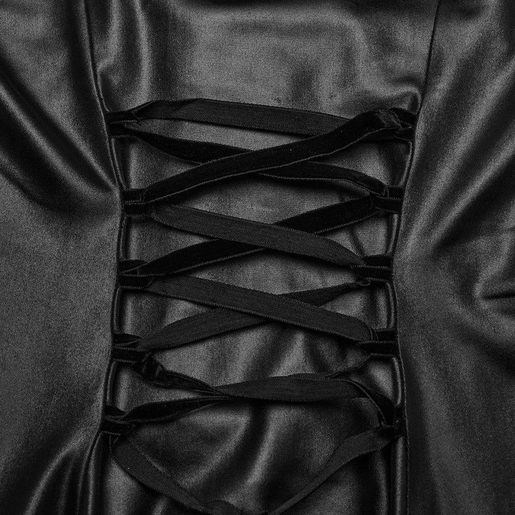 WQ-683LQF Elegant Gothic black Corset Maxi Dress With Braided Details?-??Punk Rave Clothing