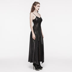 WQ-683LQF Elegant Gothic black Corset Maxi Dress With Braided Details