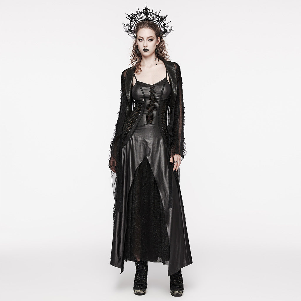 WQ-683LQF Elegant Gothic black Corset Maxi Dress With Braided Details?-??Punk Rave Clothing