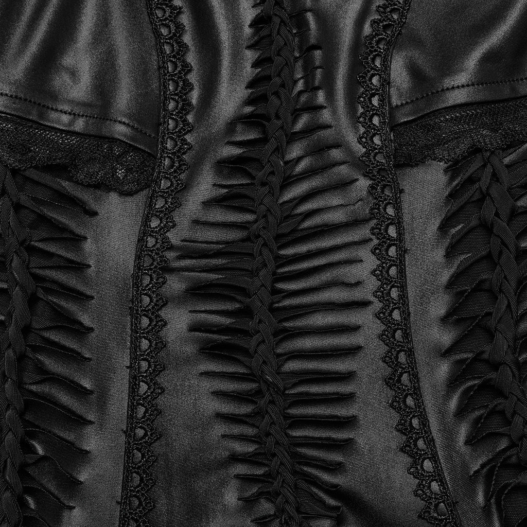 WQ-683LQF Elegant Gothic black Corset Maxi Dress With Braided Details?-??Punk Rave Clothing