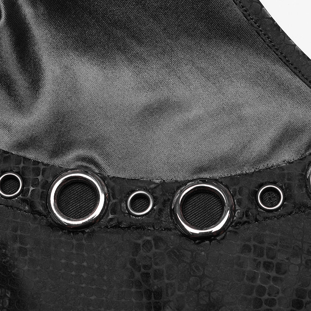 WQ-685LQF Edgy Gothic Sleeveless Dress with Mesh Panels and Rivet Accents?-??Punk Rave Clothing