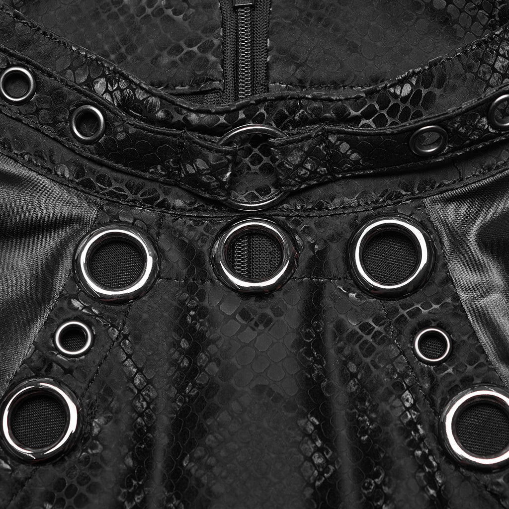 WQ-685LQF Edgy Gothic Sleeveless Dress with Mesh Panels and Rivet Accents?-??Punk Rave Clothing