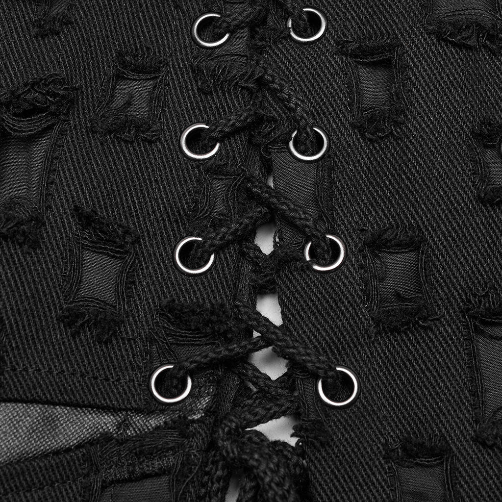WQ-687BQF Gothic Punk Slit Skirt with Buckle Straps and Cutouts?-??Punk Rave Clothing
