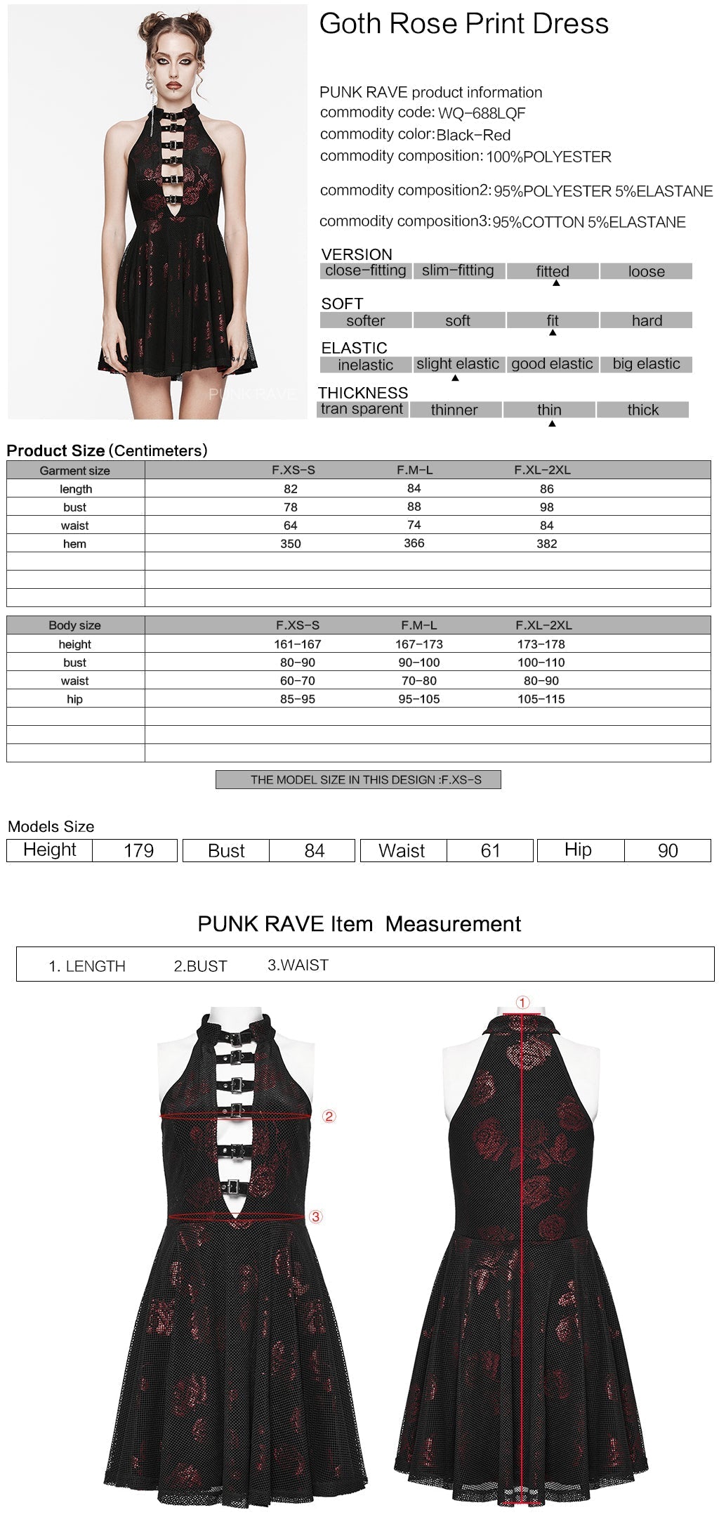 WQ-688LQF Gothic Rose Print Halter Dress Buckle Neckline Mesh Overlay?-??Punk Rave Clothing
