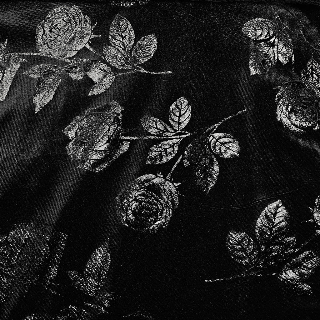 WQ-688LQF Gothic Rose Print Halter Dress Buckle Neckline Mesh Overlay?-??Punk Rave Clothing