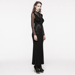 WQ-697LQF Elegant Gothic Dress Sheer Sleeves Lace-up Back Design