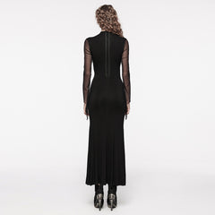 WQ-697LQF Elegant Gothic Dress Sheer Sleeves Lace-up Back Design