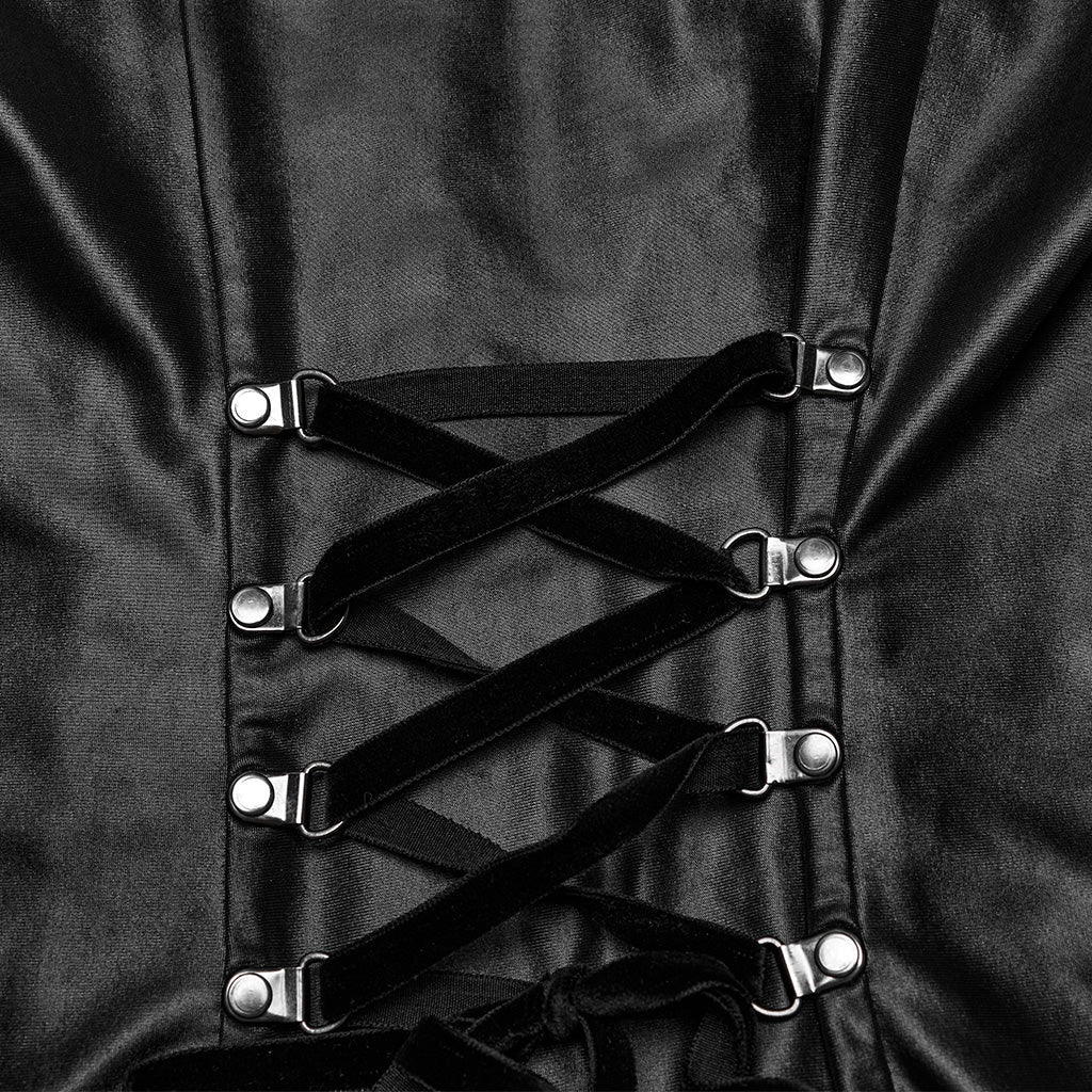 WQ-699LQF Gothic Glam black-Red Strappy Studded Punk Dress?-??Punk Rave Clothing