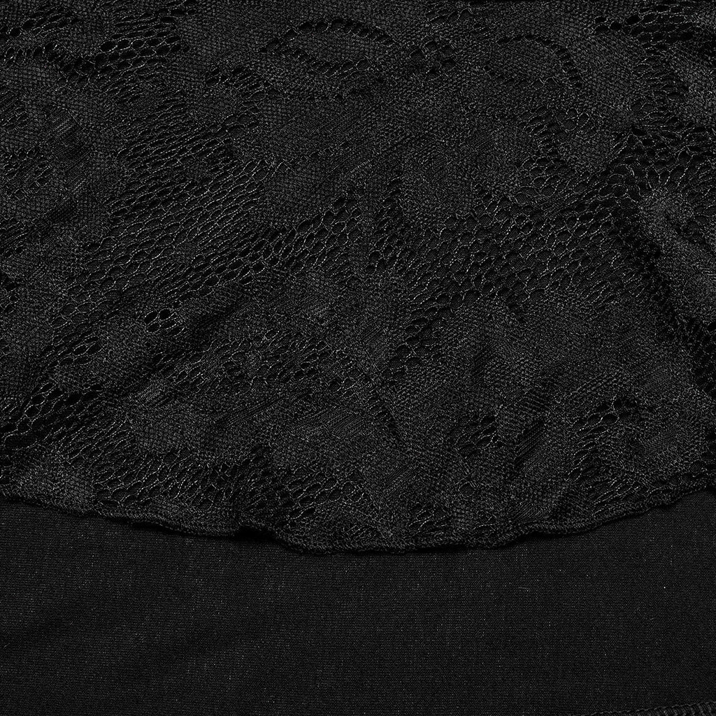 WQ-702BQF Elegant Lace-Up Gothic Skirt with Front Slit Details?-??Punk Rave Clothing