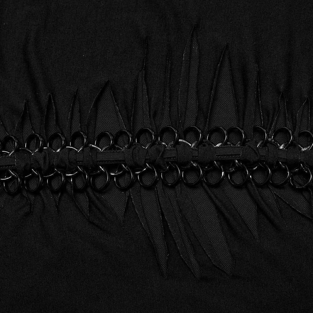 WQ-703LQF Edgy black Cutout Dress with Lace-Up Front Detail?-??Punk Rave Clothing